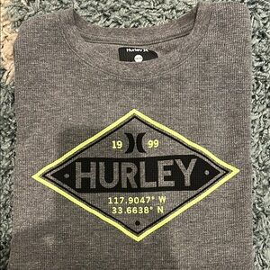 Hurley Gray Crewneck Sweater with Yellow Accents